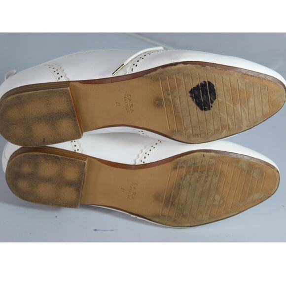 Zara wingtip flat loafer white size 41 Us women's 10 academia dance - Picture 7 of 10